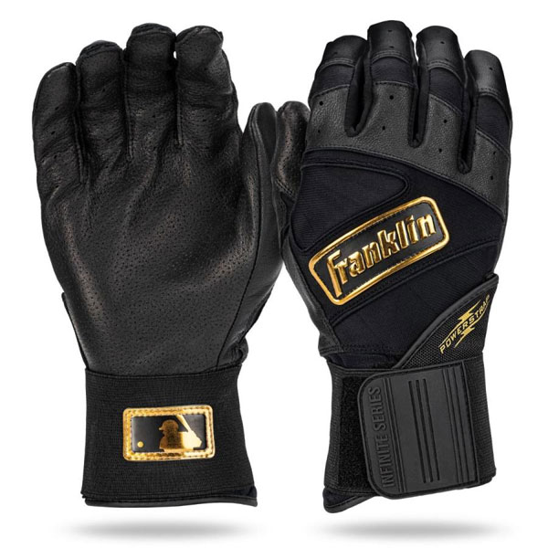 フランクリン Flanklin バッティング手袋 両手 POWERSTRAP INFINITE SERIES BATTING GLOVES バッティンググローブ 野球 硬式野球 軟式野球 草野球 大人 一般 ブラック ゴールド 20445