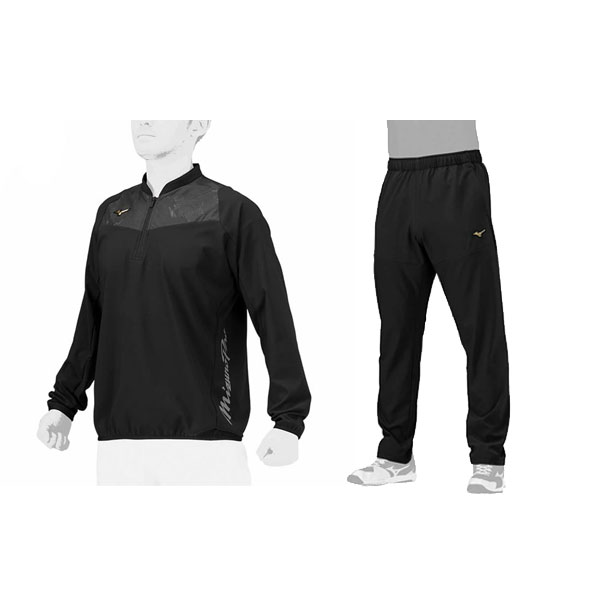 ミズノプロ MIZUNOPRO テックシールドジャケット テックシールドパンツ ストレッチ 上下セット 長袖 メンズ 男女兼用 冬物 12JEBW75 12JFBW77 長ズボン ジャージ スポーツウェア トレーニングウェア ゴルフウェア ズボン ウィンドブレーカー 冬用 mizuno pro