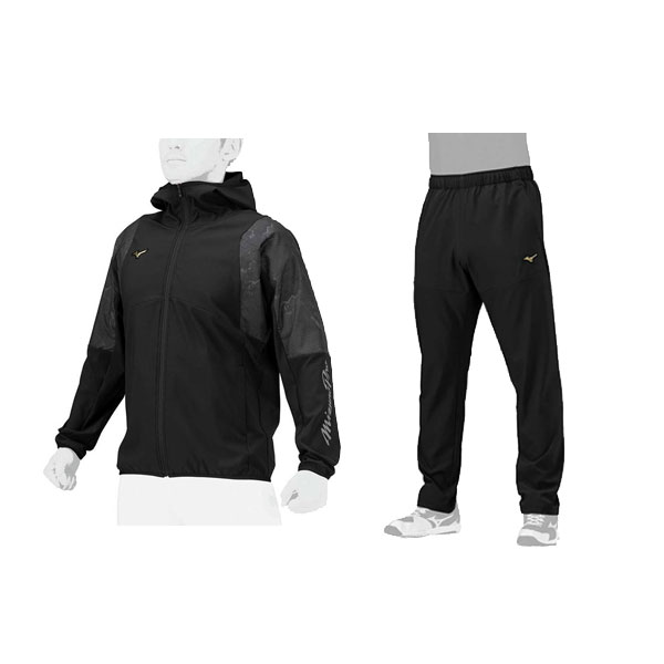ミズノプロ MIZUNOPRO テックシールドフーディ テックシールドパンツ ストレッチ 上下セット 長袖 メンズ 男女兼用 冬物 12JEBW77 12JFBW77 長ズボン ジャージ スポーツウェア トレーニングウェア ゴルフウェア ズボン ウィンドブレーカー 冬用 mizuno pro