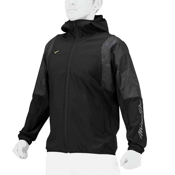ミズノプロ MIZUNOPRO ストレッチ テックシールドフーディ 長袖 フード付き ジップアップ フルジップ 冬用 防風 12JEBW77 フーディー トレーニング 野球