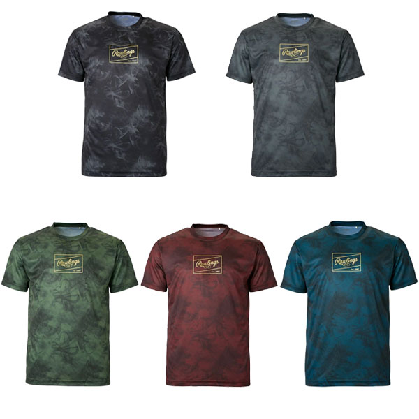 野球 Tシャツ メンズ レディース 半袖 丸首 ローリングス Rawlings 吸汗速乾 軽量 昇華プリント ゴーストスモーク2 スポーツウェア ベースボールシャツ AST15S02