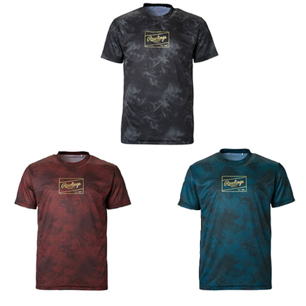 野球 Tシャツ ジュニア 少年用 半袖 丸首 ローリングス Rawlings 吸汗速乾 軽量 昇華プリント ジュニアゴーストスモーク2 スポーツウェア ベースボールシャツ 140 150 160cm AST15S02J