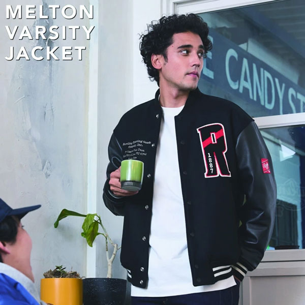 ローリングス メルトン バーシティジャケット GROUND RED スタジャン スタジアムジャンパー 長袖 メンズ AOS14F11 冬物 カジュアル タウンユース スポカジ rawlings