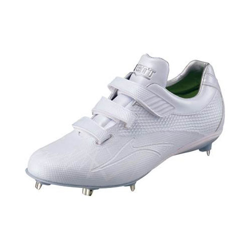野球 スパイク ポイント 大人 白 ZETT ゼット スーパーグランドジャック マジックテープ ベルト ベルクロ 高校野球対応 金具ソール プラスチック BSR2719WMB 野球スパイク 白スパイク