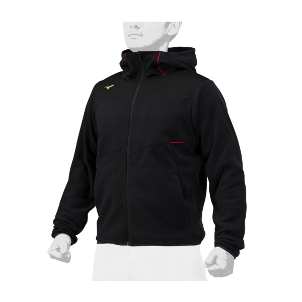 ミズノプロ MIZUNOPRO フリースフーディ パーカー ジャケット 長袖 ジップアップ フルジップ 冬用 防寒ウェア 12JE2K27 トレーニング 野球