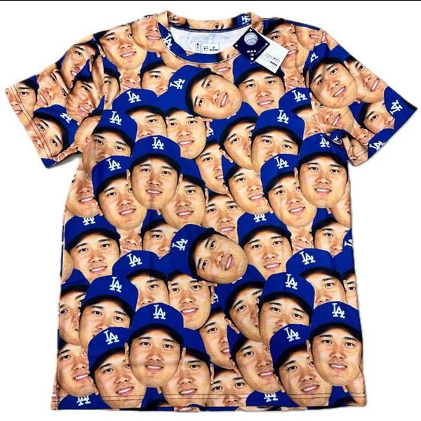 SHOHEI OHTANI 大谷翔平 MLB 開幕記念 MLB公式 LOS ANGELES DODGERS FACE SUBLIMATED 限定 Tシャツ メンズ 半袖 大人 メンズ レディース ユニセックスドジャース 大谷 ウエア ウェア グッズ 半袖シャツ メジャーリーグ